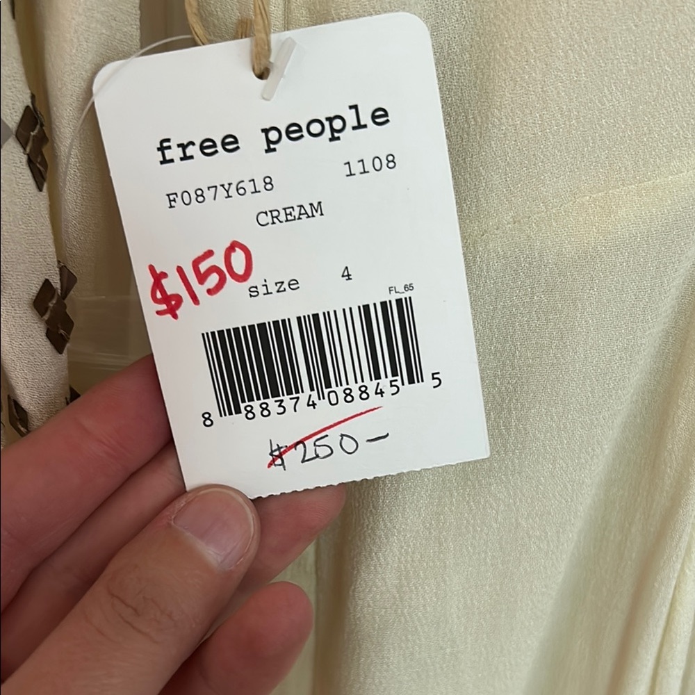 Free People Elegant Cream Dress with Silver Accents - Picture 3 of 4